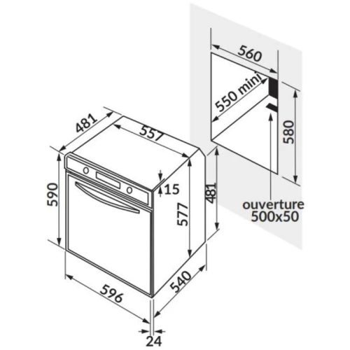 Lò nướng nhiệt phân 9 chức năng Rosieres RF 4620 IN 3 Kích thước lò nướng nhiệt phân 9 chức năng Rosieres RF 4620 IN