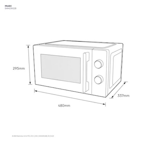 Kích thước lò vi sóng mini 23L Electrolux EMM23K22B